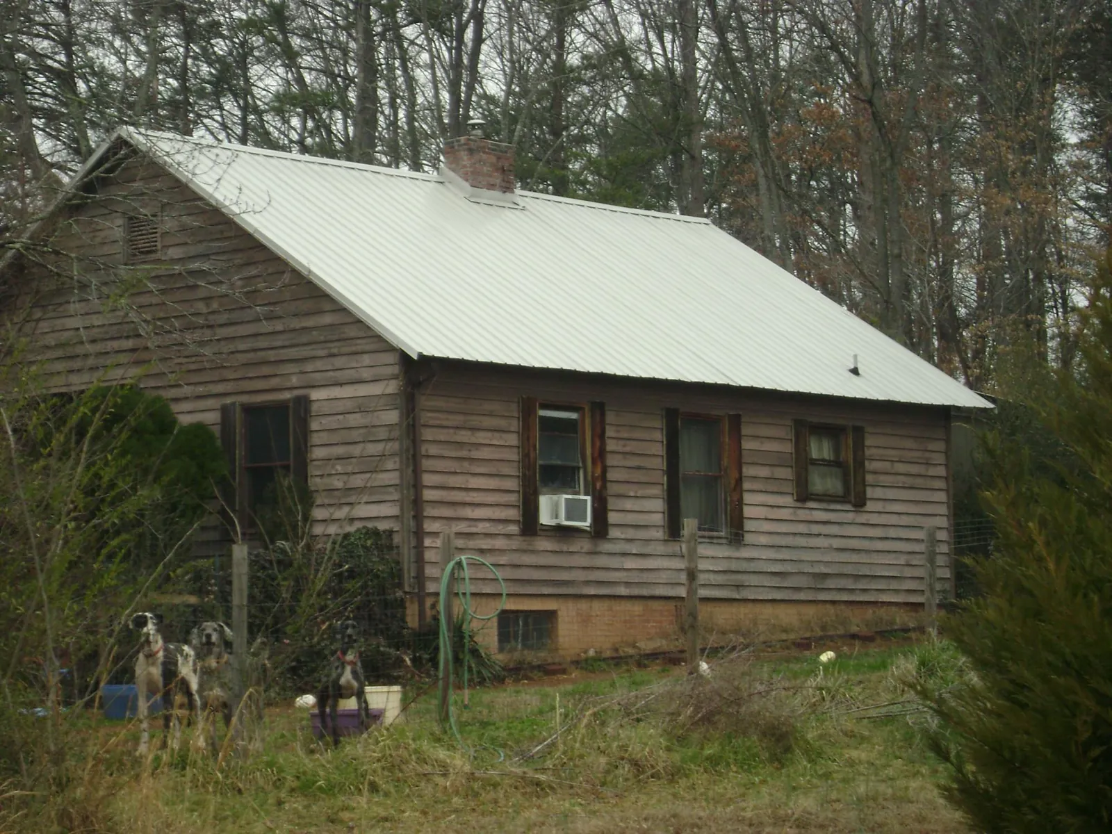 White metal roof on an old wood sided farmhouse, from a Metal Roof Installation job in Fallon